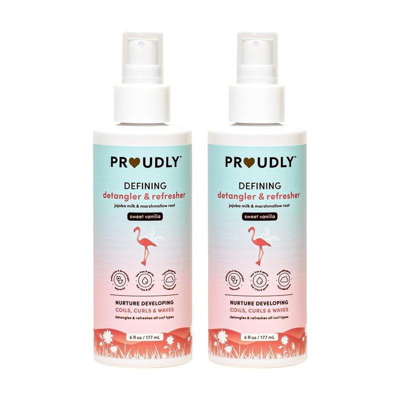 Proudly Defining Detangler & Refresher by Gabrielle Union & Dwyane Wade, Black & Brown Babies Coils, Curls & Waves, Detangling & Conditioning Spray, Sweet Vanilla, 2-Pack - Image 1
